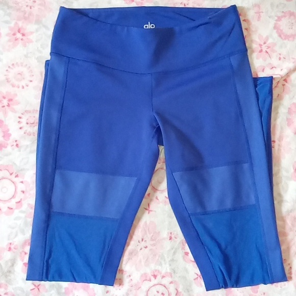 ALO Yoga "Fifth Element" Blue Moto Leggings Medium New - Picture 6 of 6